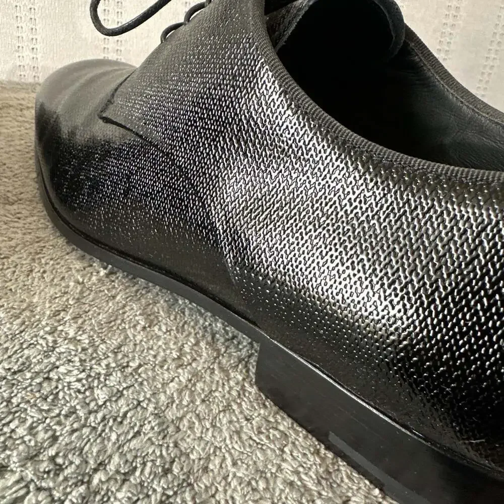 GIORGIO ARMANI Size 8 Black Solid Leather Lace Up Shoes